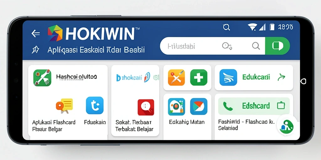 Tampilan antarmuka HOKIWIN dengan flashcard interaktif dan menarik.