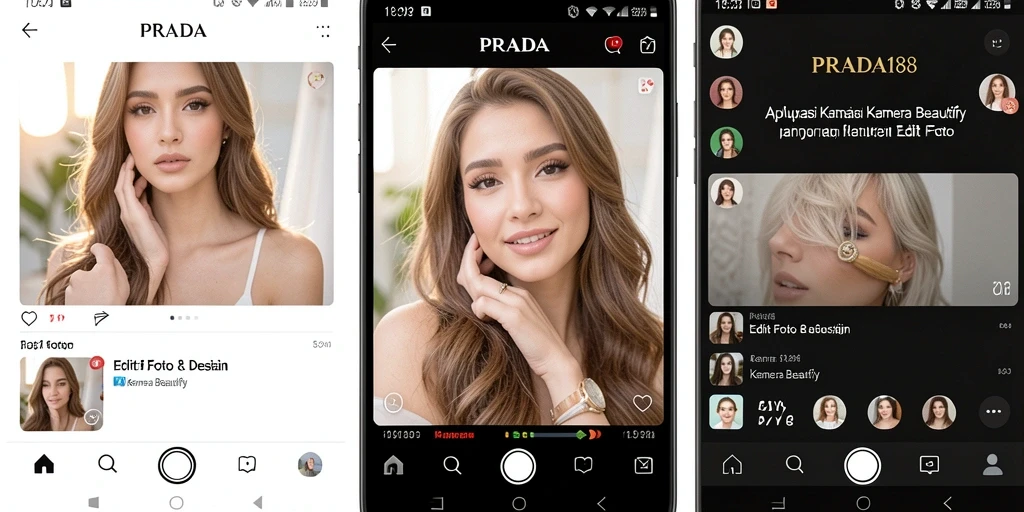 Antarmuka PRADA188 dengan fitur Kamera Beautify yang menarik.