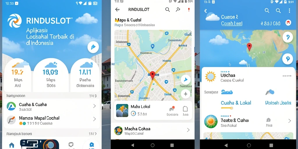Tampilan antarmuka RINDUSLOT dengan informasi cuaca lokal yang jelas.